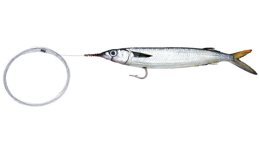 Small Rigged Single Hook Ballyhoo with Monofilament Leader